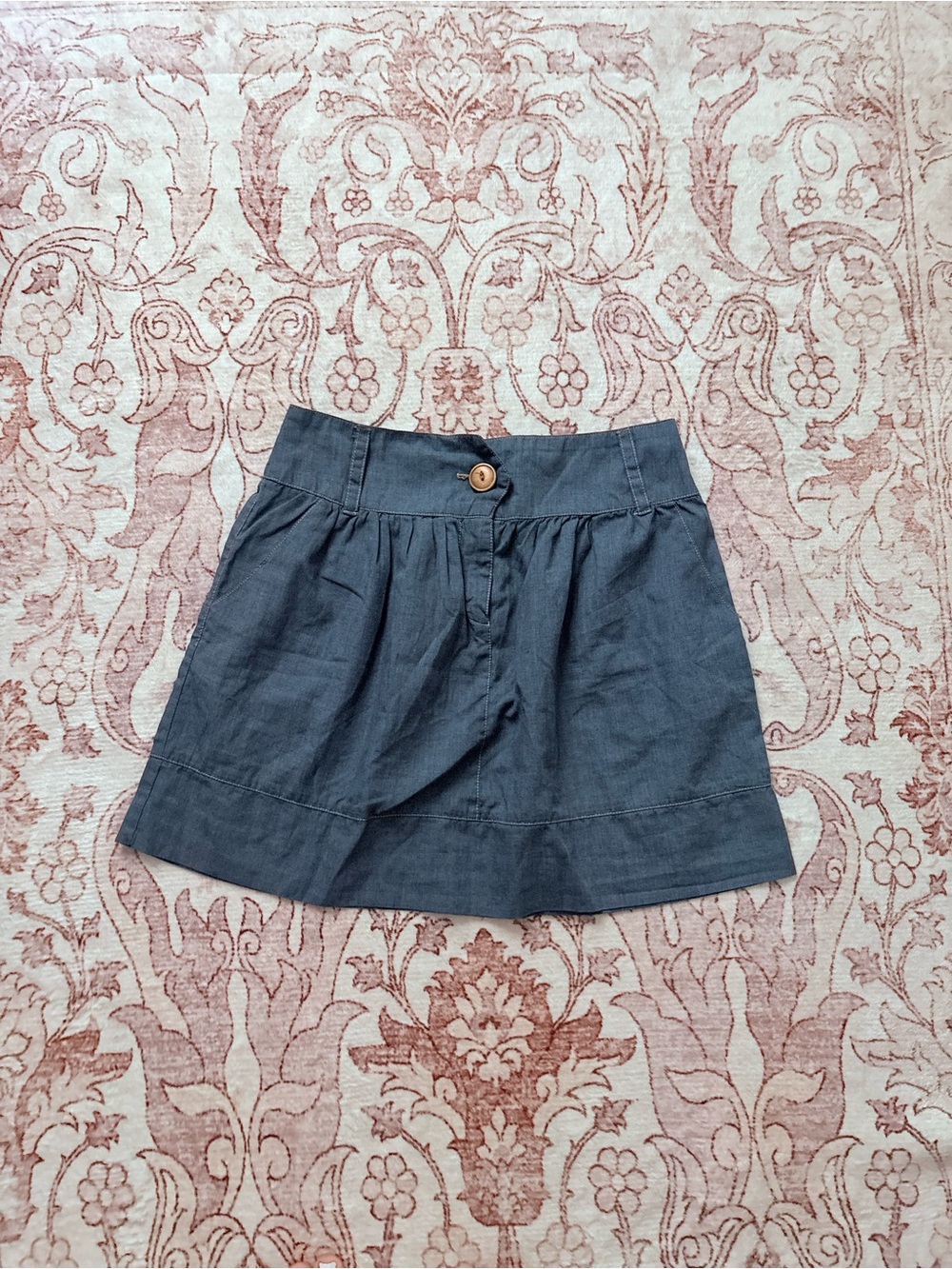 Mimi Chica Dark Blue A-Line Chambray Skirt